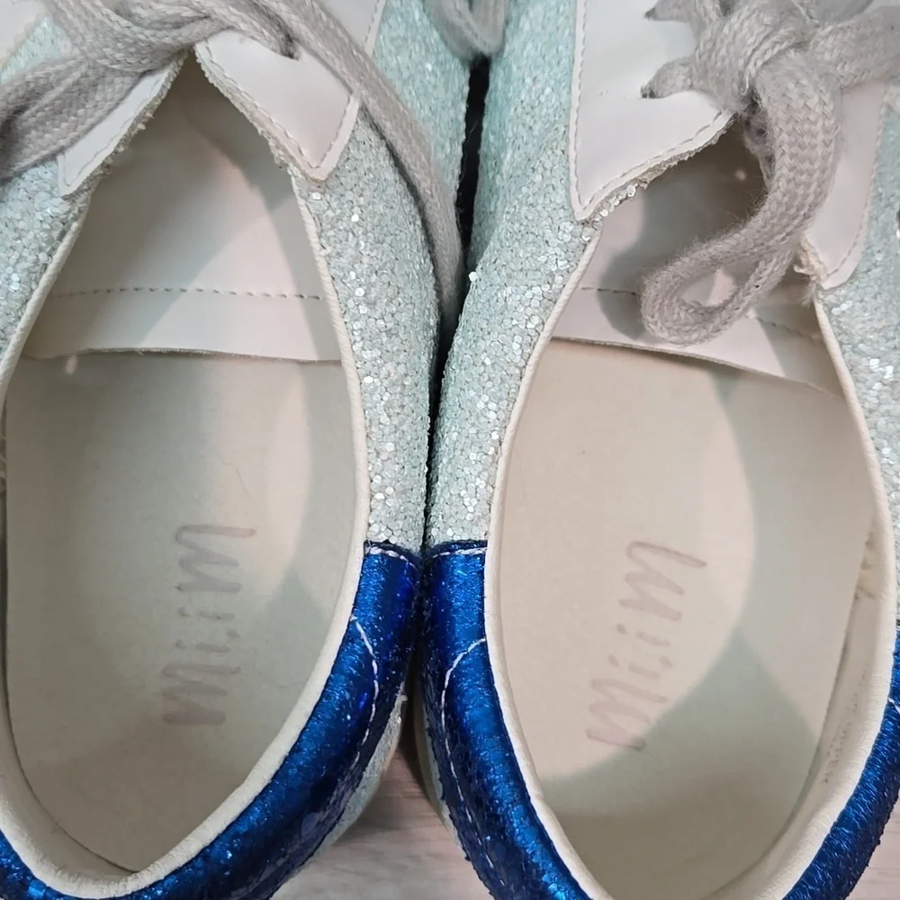 MIIM Women's Glitter Sneakers with Blue Accents Stars Sneakers Shoes Sz 9